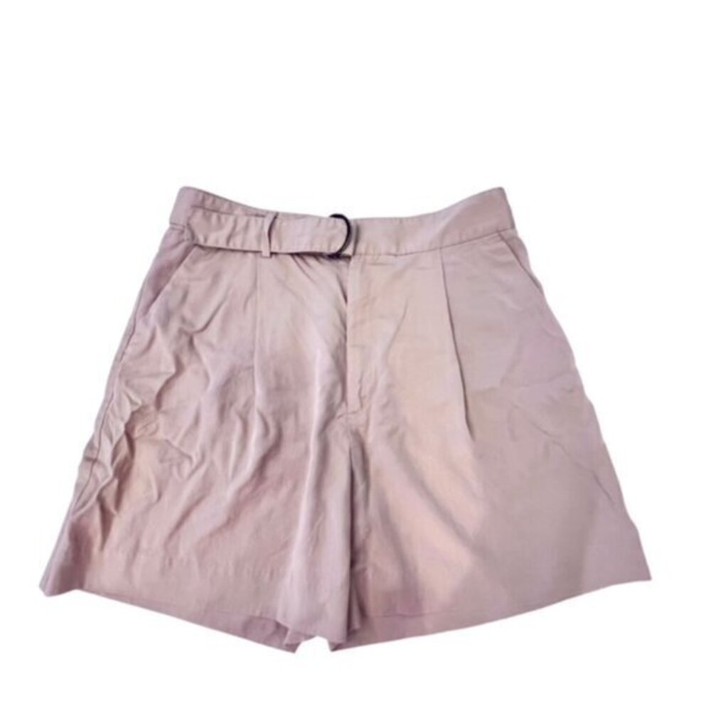 Banana Republic 6” Short Women 12 Khaki Stretch Belted Business Casual Pleated‎